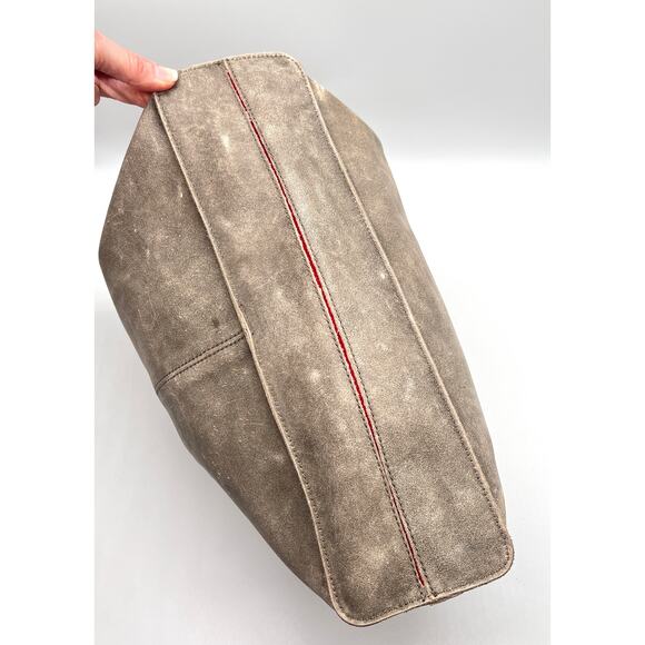 HAMMITT Oliver Zip Tote Womens Large Distressed Taupe Gray Studded Shoulder Bag - Picture 7 of 16